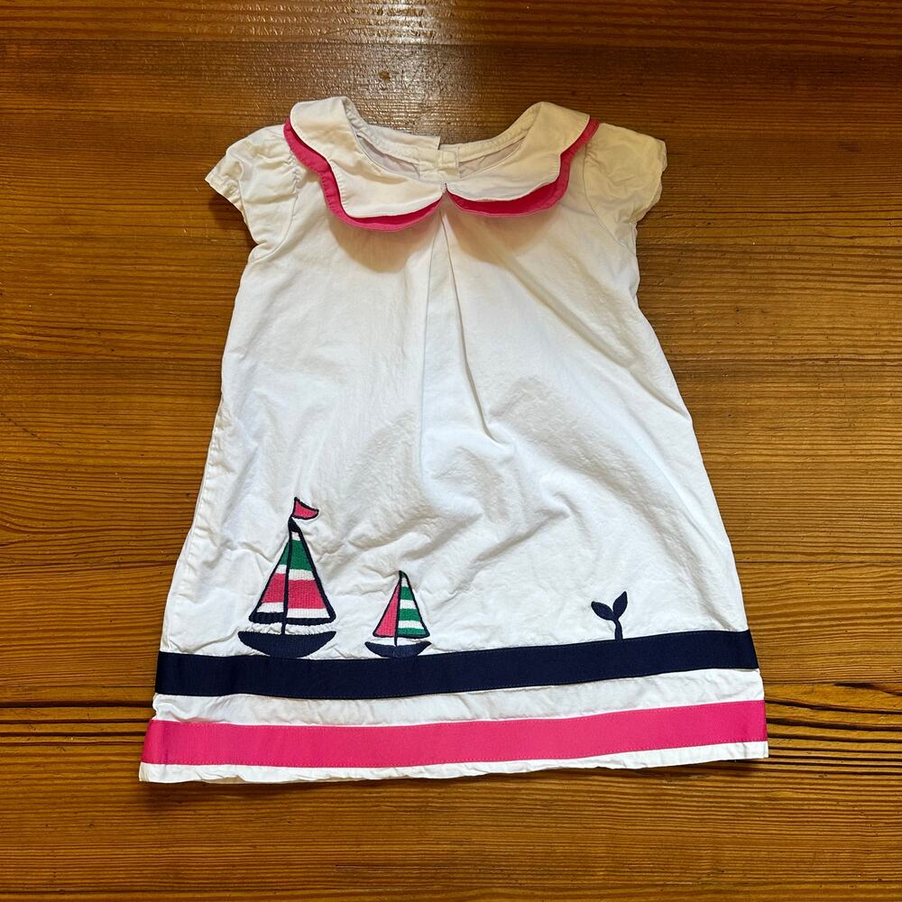 Gymboree white‎ sailboat scallop collar dress SIZE 12-18M